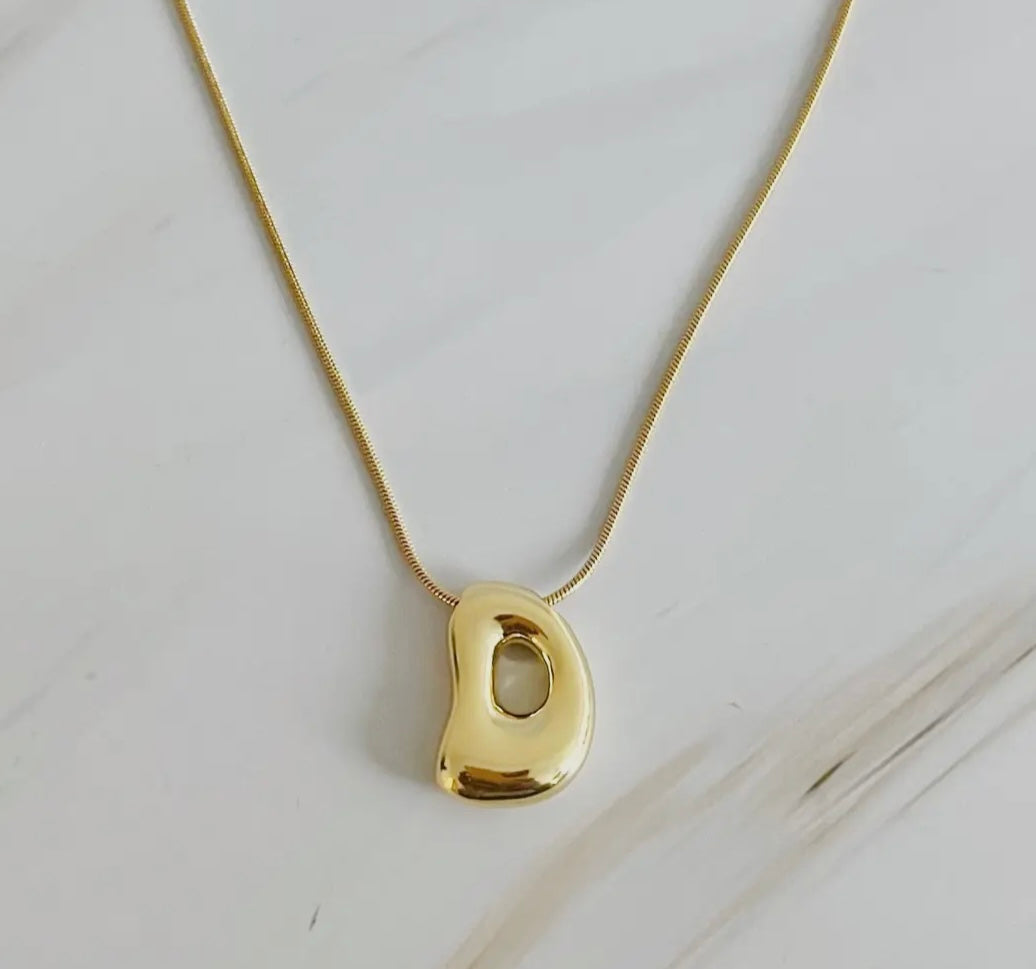 Initial Bubble Letter Necklace