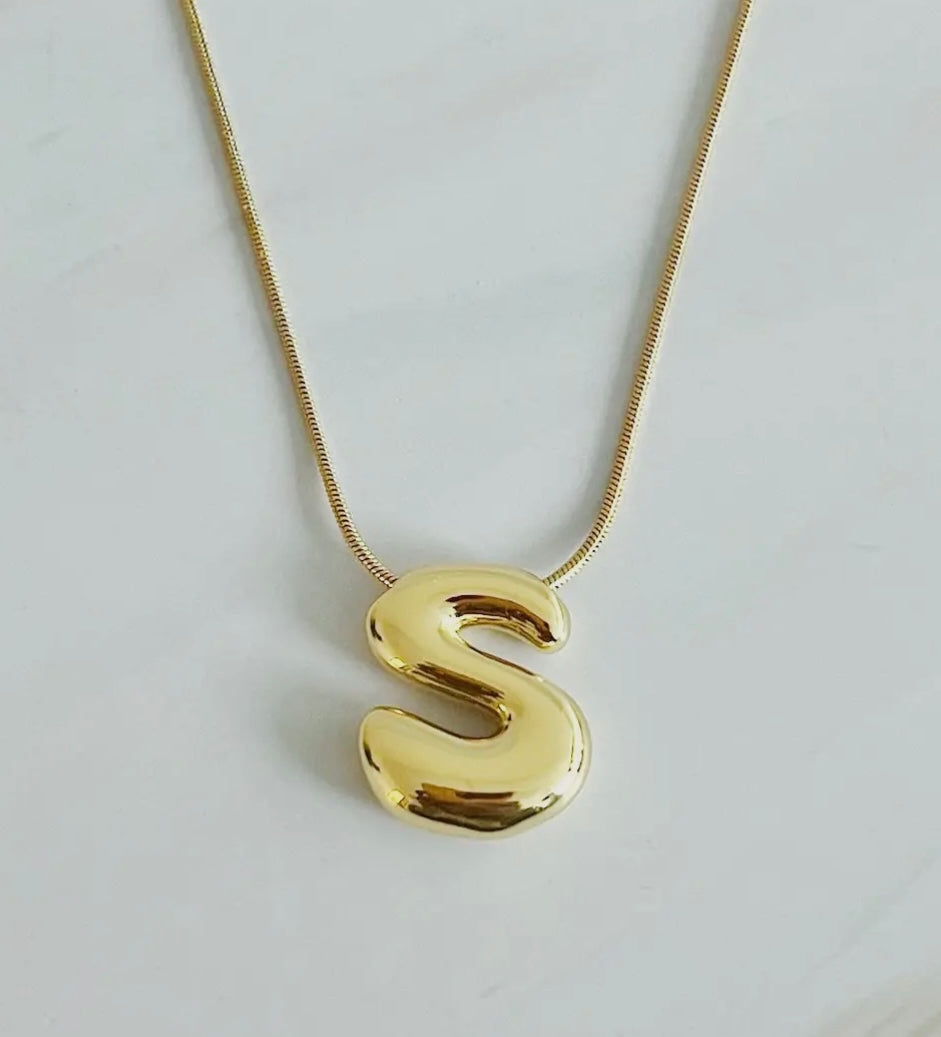 Initial Bubble Letter Necklace