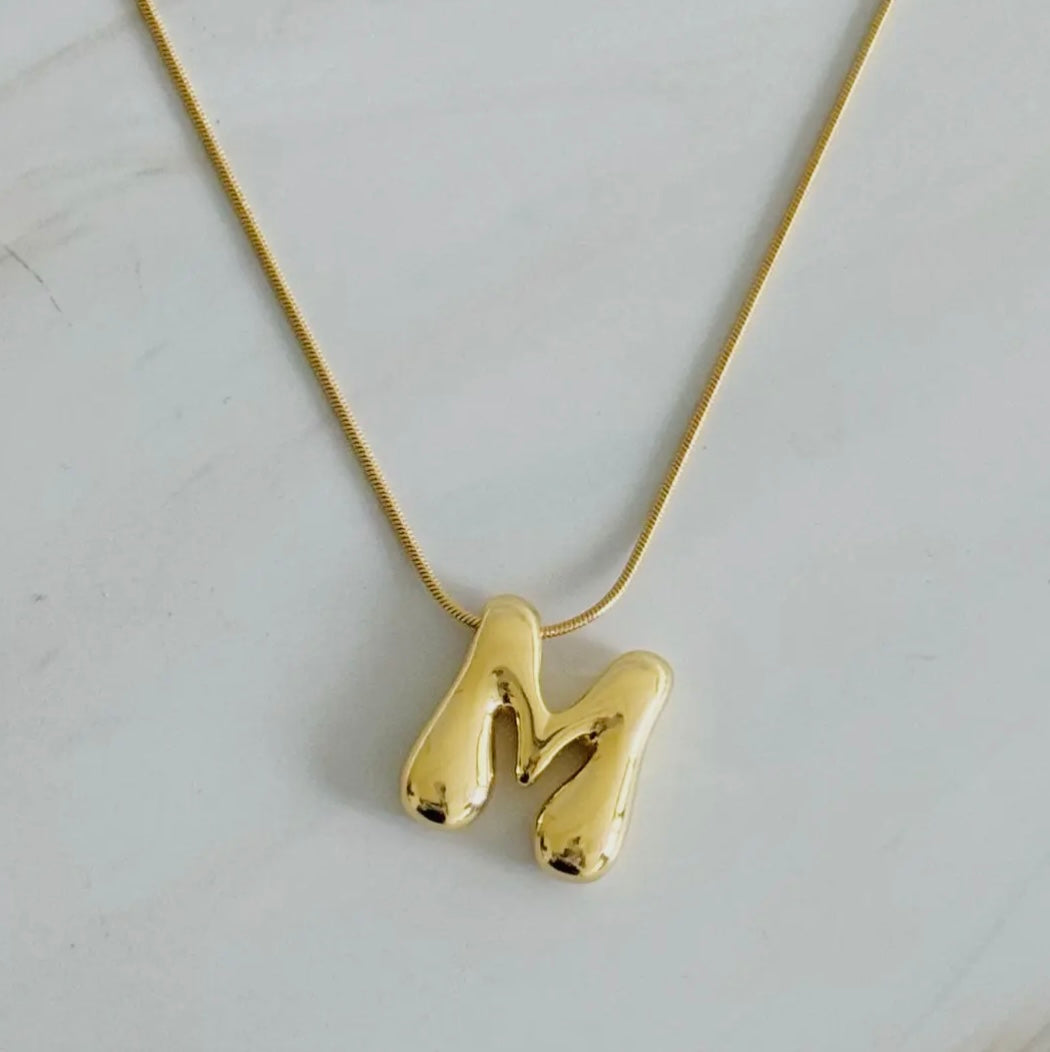 Initial Bubble Letter Necklace