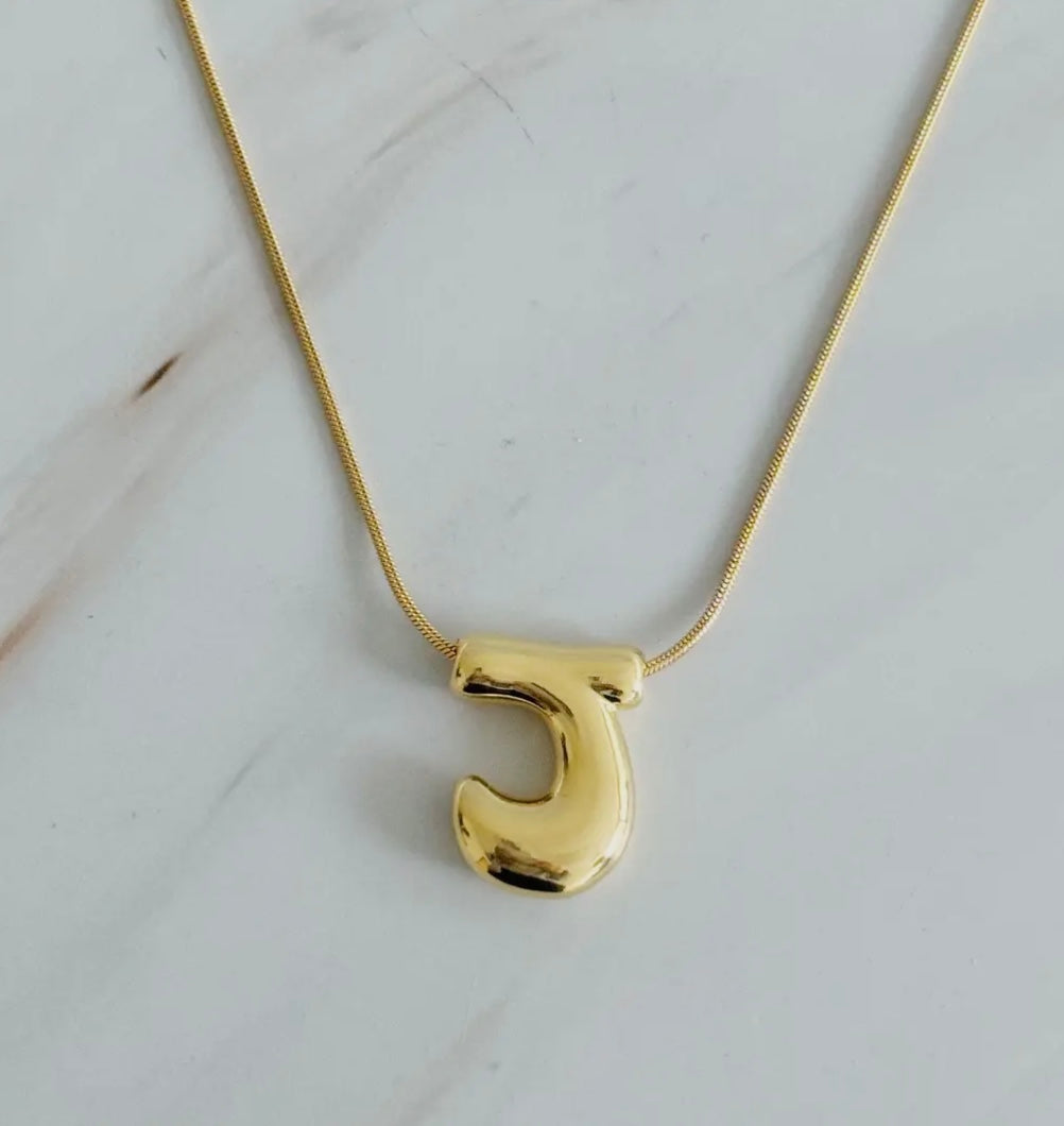 Initial Bubble Letter Necklace