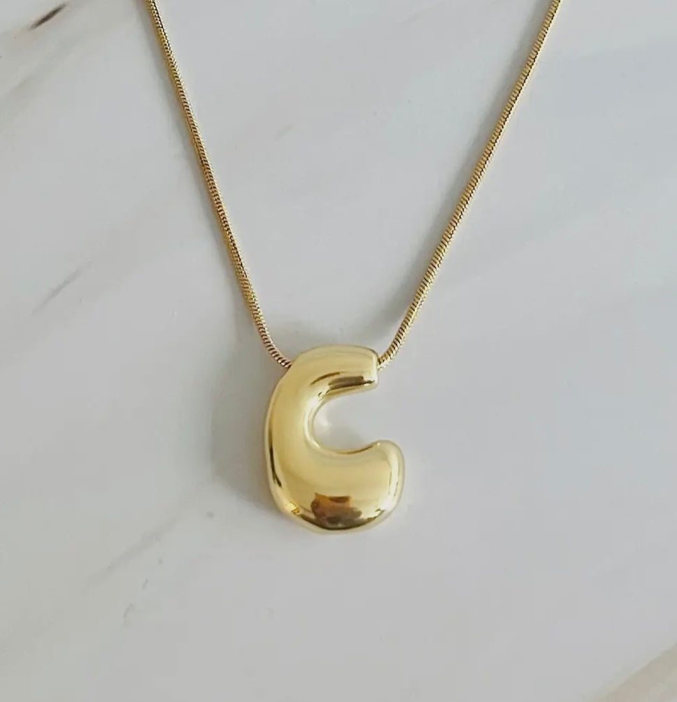 Initial Bubble Letter Necklace