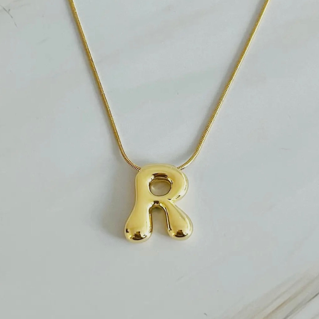 Initial Bubble Letter Necklace