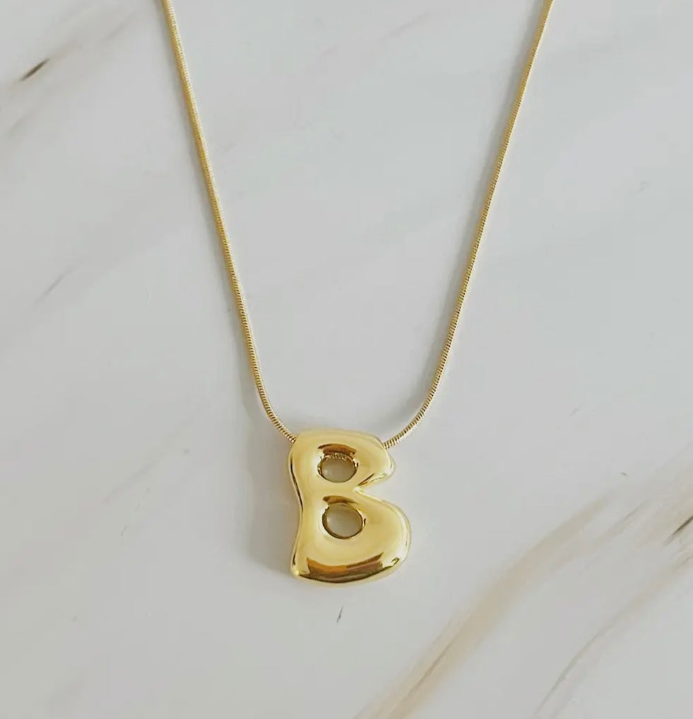 Initial Bubble Letter Necklace