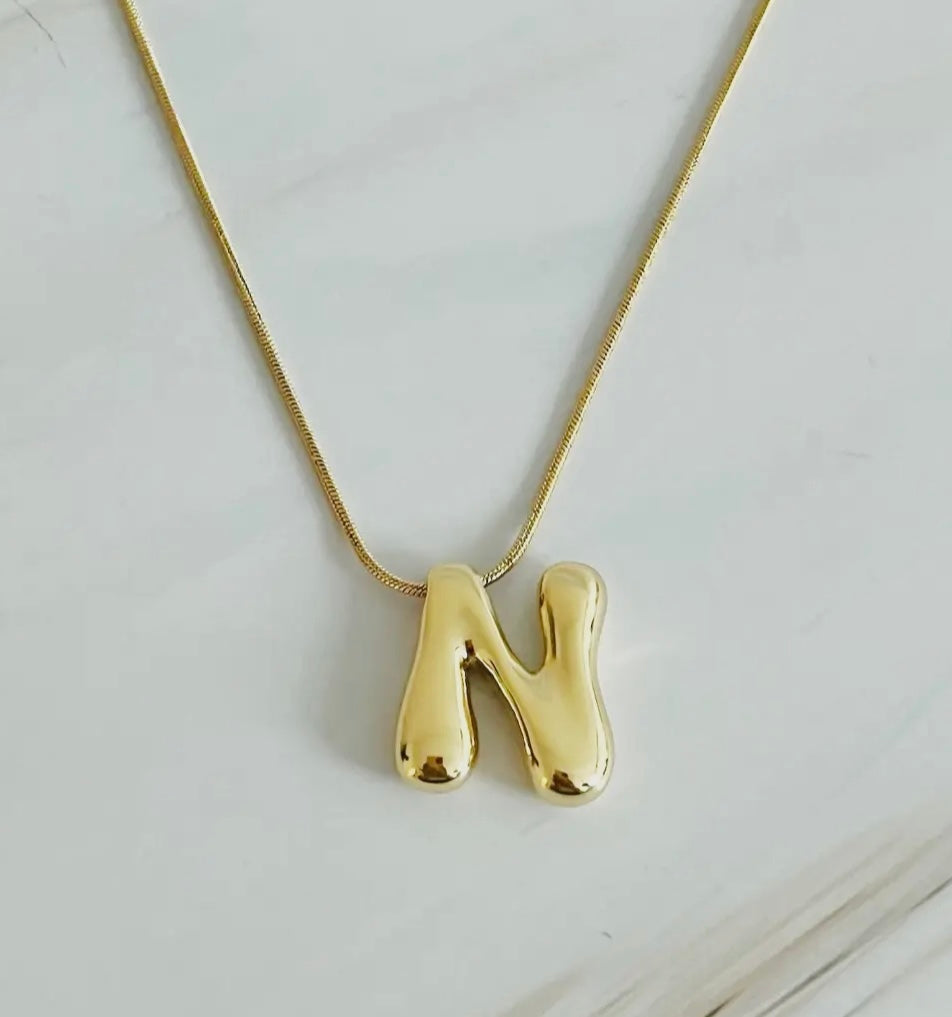 Initial Bubble Letter Necklace