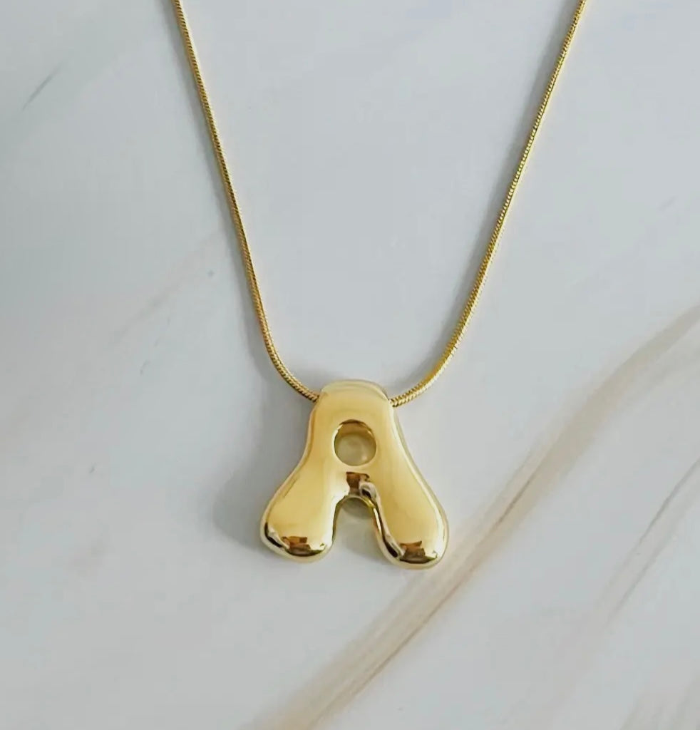 Initial Bubble Letter Necklace