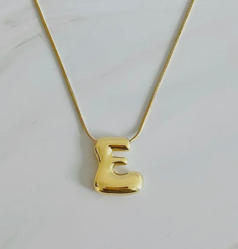 Initial Bubble Letter Necklace