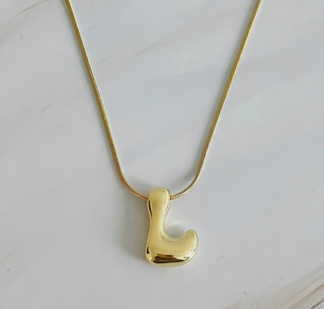 Initial Bubble Letter Necklace