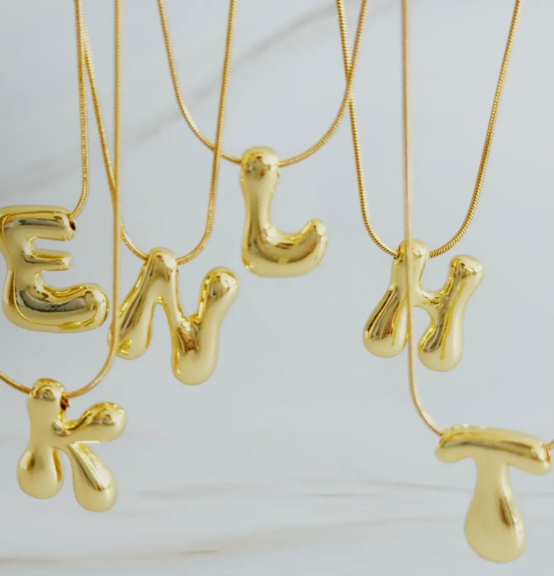 Initial Bubble Letter Necklace