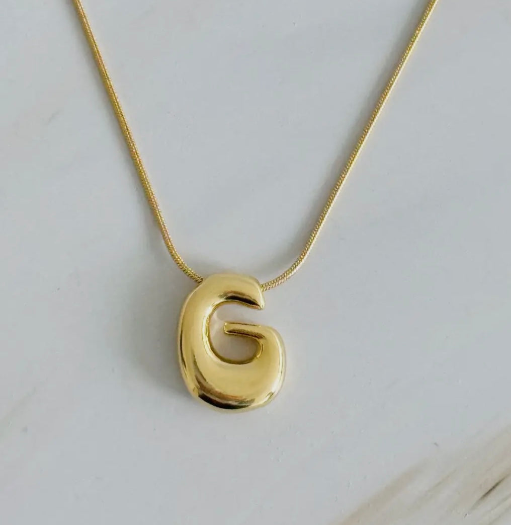 Initial Bubble Letter Necklace